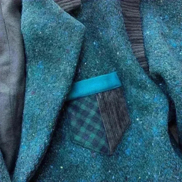 Made in Italy Wool Buttoned Blazer Coat Jacket Speckled Green Black IT 44 US 10 - Picture 4 of 7